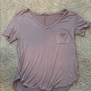 soft, light purple pocket tee